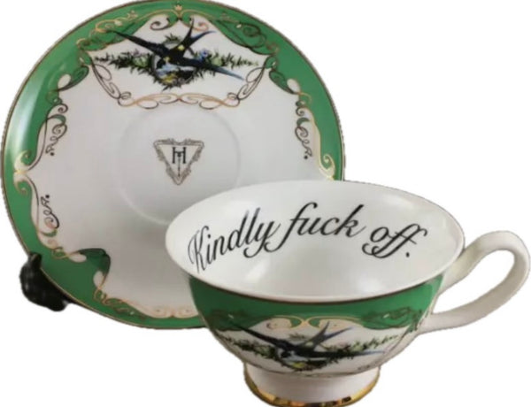 Kindly F*ck Off ceramic teacup and saucer