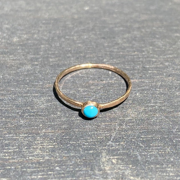 14k rose gold and 3mm turquoise stacking ring