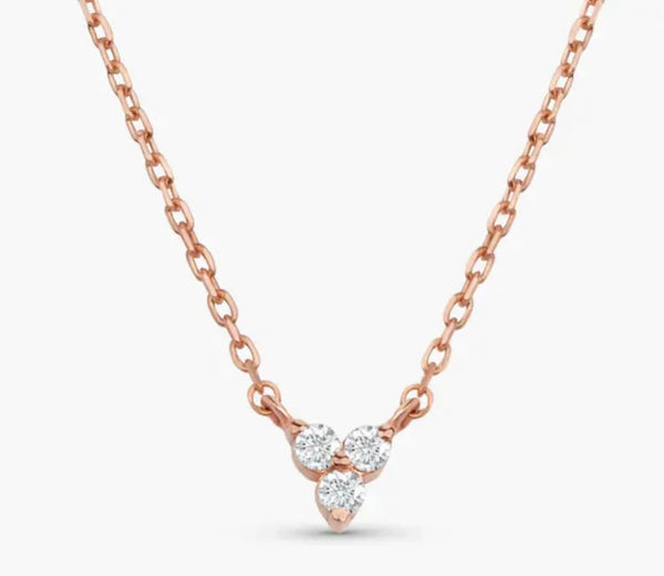 14k Rose Gold Diamond Trio Necklace
