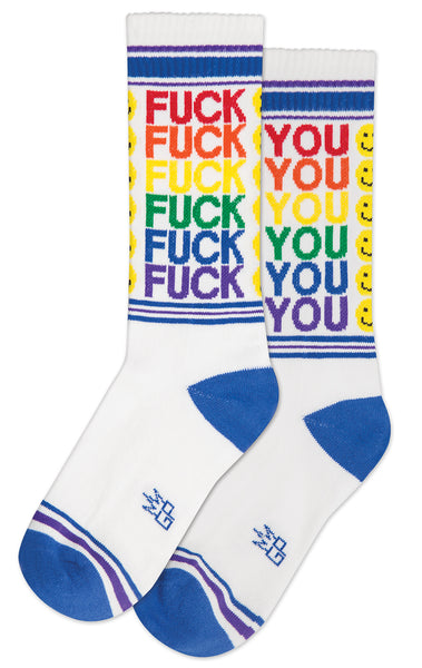 Socks : Rainbow Smiley Face Fuck You