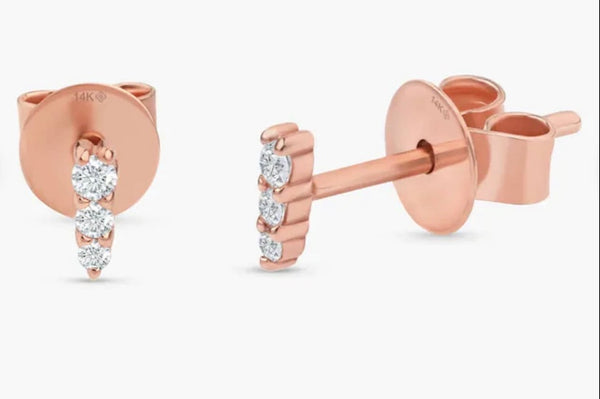 14k Rose Gold Diamond Graduated Line Earrings